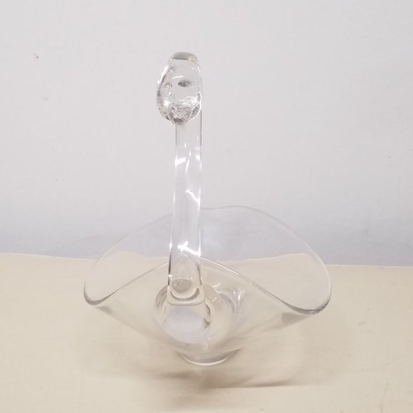 Duncan Miller Clear Blown Glass Swan Mother and Cygnet Dish Set - Picture 5 of 13